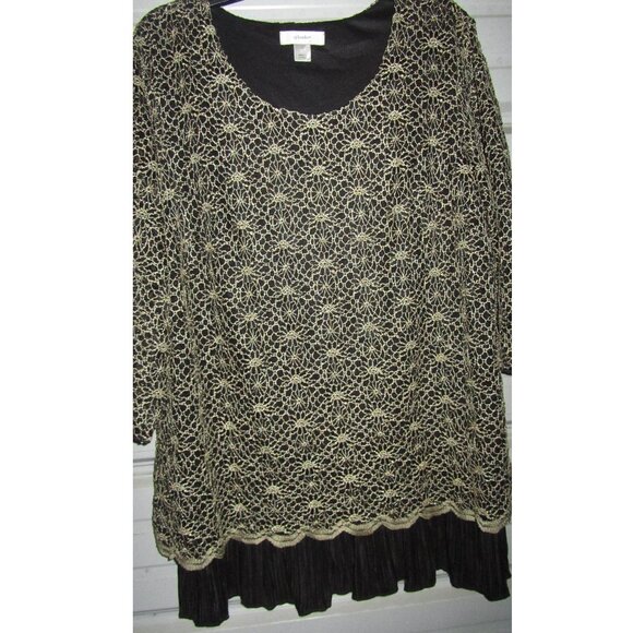 2X Plus Size CJ Banks Gold Black Dressy top shirt womens - Picture 2 of 3
